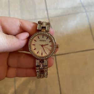 Elgin Womens Rose Gold Diamonds Watch